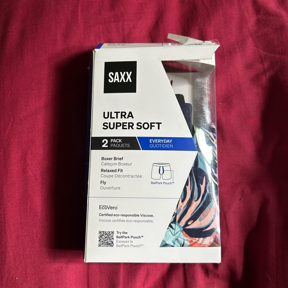 SAXX Ultra Super Soft Boxer Briefs - Black and Multicolor 2 Pack